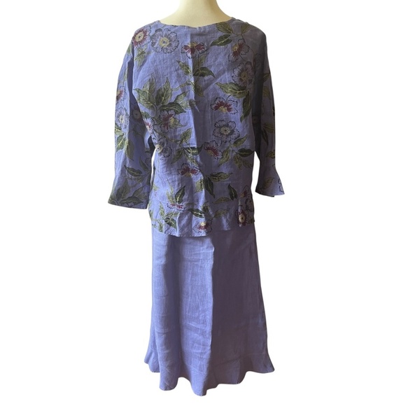 HABITAT 100% LINEN SKIRT TOP SET S/M FLORAL LAGENLOOK BREATHABLE BOHEMIAN PURPLE - Picture 4 of 11